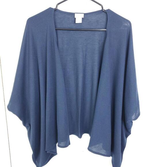 Chicos Top Womens Size M L Shawl Vest Office Stretchy Navy Knit Kimono Soft - Picture 1 of 9